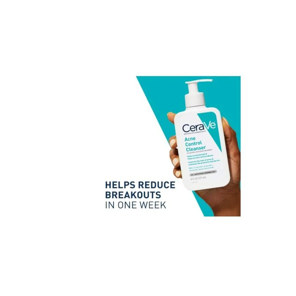 CeraVe Acne Treatment Face Wash, 8Oz Salicylic Acid Cleanser with Purifying Clay